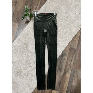 Spanx Ready-To-Wow XS Dark Palm Green Velvet High Waisted Full Length Leggings